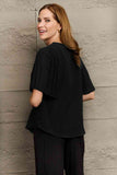 V-Neck Flutter Sleeve Blouse