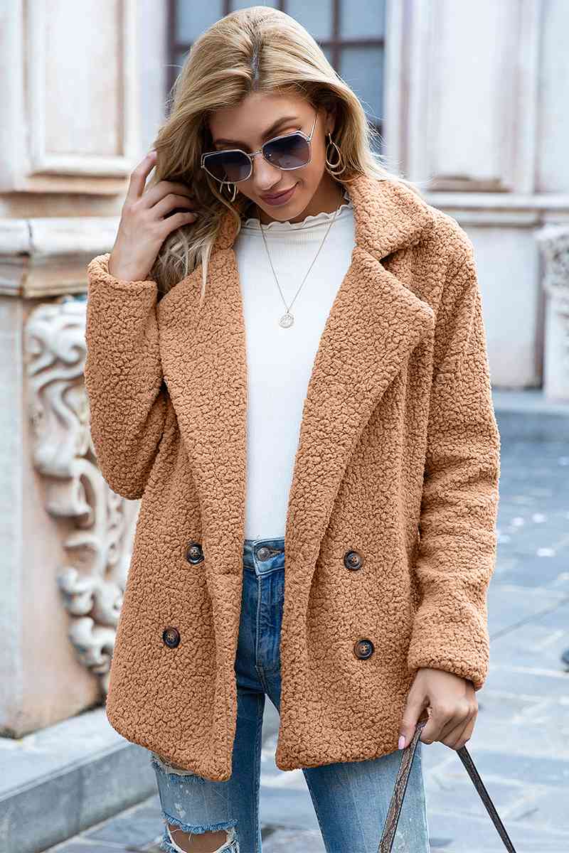 Full Size Lapel Collar Sherpa Coat