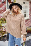 Ribbed Drop Shoulder Lantern Sleeve Sweater