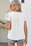 Ruffled V-Neck Short Sleeve Blouse