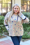 Celeste Design Full Size Polka Dot Drawstring Hoodie