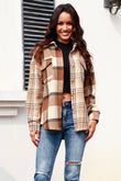 Plaid Button Up Collared Neck Long Sleeve Shacket