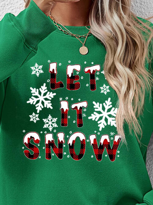 LET IT SNOW Round Neck Long Sleeve Sweatshirt