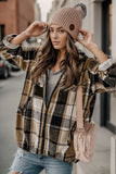 Plaid Zip Up Drawstring Hooded Jacket