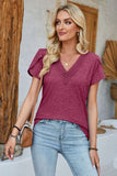 V-Neck Petal Sleeve T-Shirt