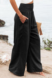 Plus Size Smocked High Waist Wide Leg Pants