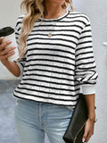 Striped Round Neck Long Sleeve Top