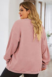 Plus Size Heart Ribbed Round Neck Sweatshirt