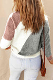 Color Block Round Neck Dropped Shoulder Pullover Sweater