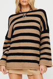 Striped Round Neck Dropped Shoulder Sweater