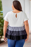 Plus Size Plaid Color Block Tiered Blouse