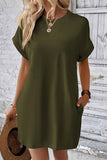 Pocketed Round Neck Short Sleeve Dress