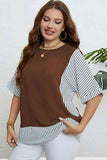 Plus Size Striped Round Neck Half Sleeve Top