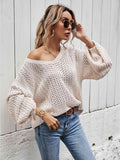 V-Neck Dropped Shoulder Sweater