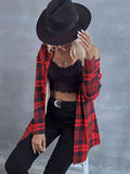 Plaid Open Front Longline Jacket