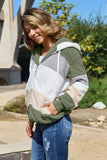 Striped Zip Up Drawstring Hooded Jacket