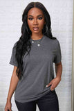 Round Neck Cuffed Short Sleeve Tee