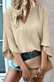 V-Neck Flutter Sleeve Blouse