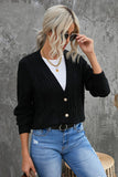 Cable-Knit Button Up Dropped Shoulder Cardigan