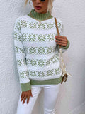 Snowflake Pattern Mock Neck Sweater