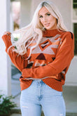 Geometric Mock Neck Sweater