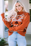 Geometric Mock Neck Sweater