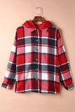 Button Up Plaid Hooded Jacket