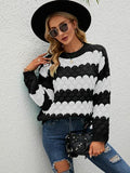 Color Block Round Neck Dropped Shoulder Sweater