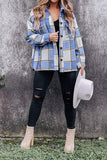 Plaid Pocketed Dropped Shoulder Coat