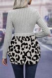 Leopard Peplum Round Neck Blouse