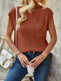 Pocketed Round Neck Knit Top