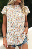 Ditsy Floral Mock Neck Short Sleeve T-Shirt