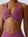 Yoga V-Neck Twisted Sleeveless Sports Bra