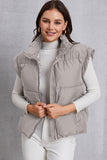 Zip Up Turtleneck Pocketed Vest Coat