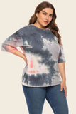 Plus Size Tie-Dye Half Sleeve Tee Shirt