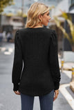 Ribbed Round Neck Long Sleeve Knit Top