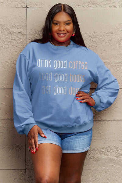 Simply Love Full Size Letter Graphic Round Neck Sweatshirt