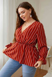 Melo Apparel Plus Size V-Neck Frill Trim Blouse