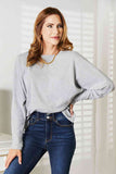 Double Take Seam Detail Round Neck Long Sleeve Top