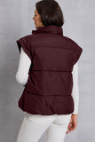 Zip Up Turtleneck Pocketed Vest Coat