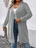 Plus Size Button Up Long Sleeve Cardigan