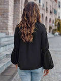 Notched Neck Long Sleeve Top