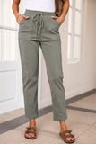 Drawstring Straight Pants with Pockets