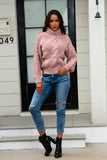 Cable-Knit Turtleneck Long Sleeve Sweater