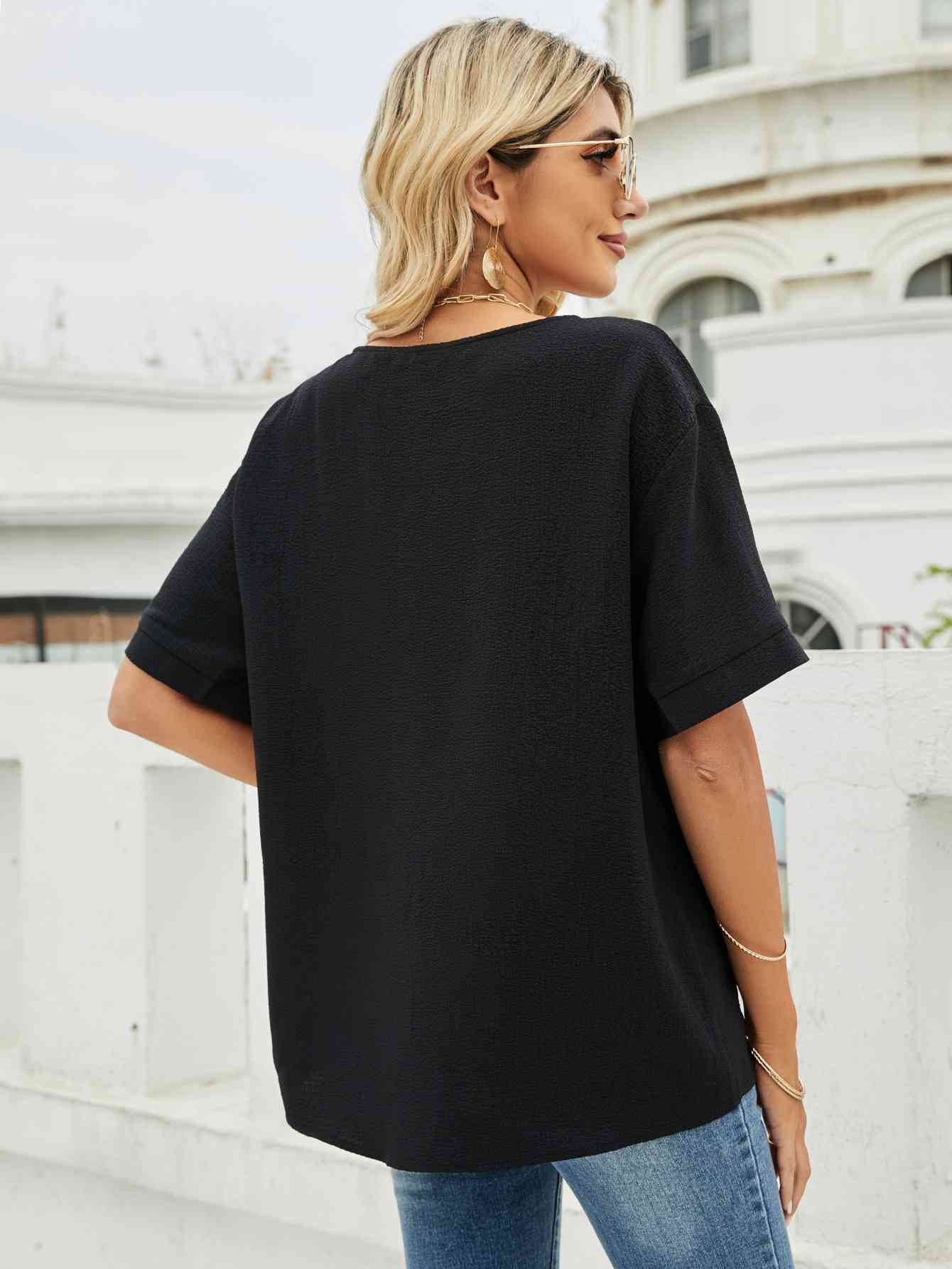 V-Neck Dropped Shoulder Shirt