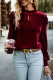 Mock Neck Puff Sleeve Blouse