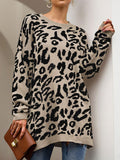 Leopard Round Neck Tunic Sweater