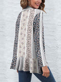 Printed Open Front Long Sleeve Cardigan