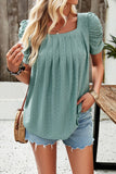 Eyelet Square Neck Puff Sleeve T-Shirt