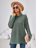 Contrast Mock Neck Long Sleeve T-Shirt